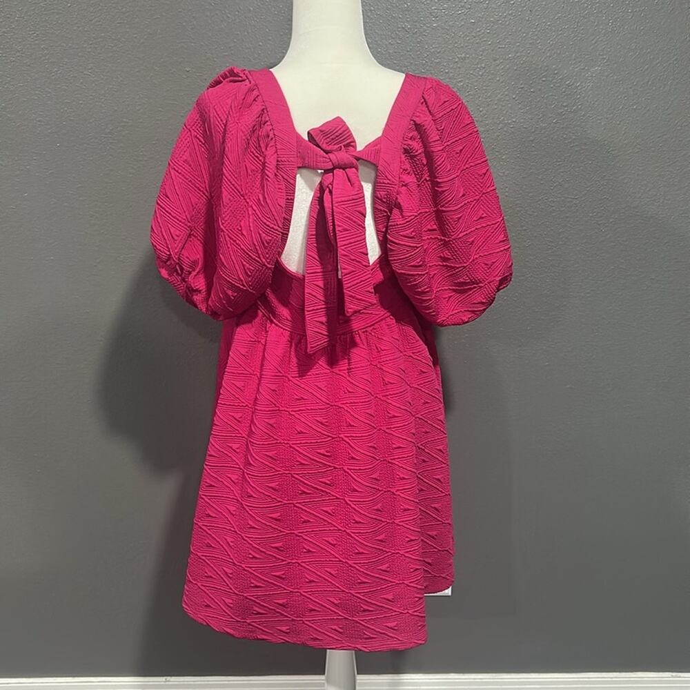 Free People Violet Mini Textured Square Neck Babydoll Dress L - Picture 3 of 9